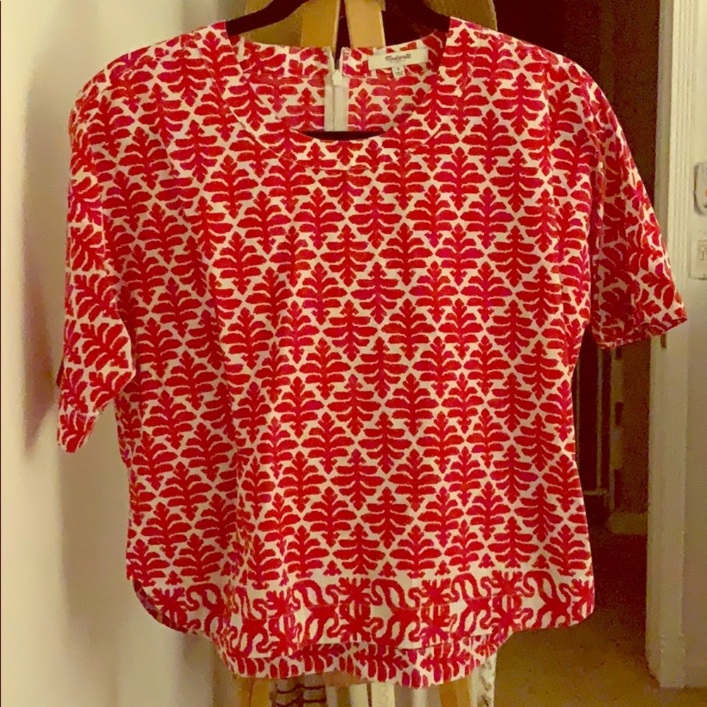 Red and white Madewell Top